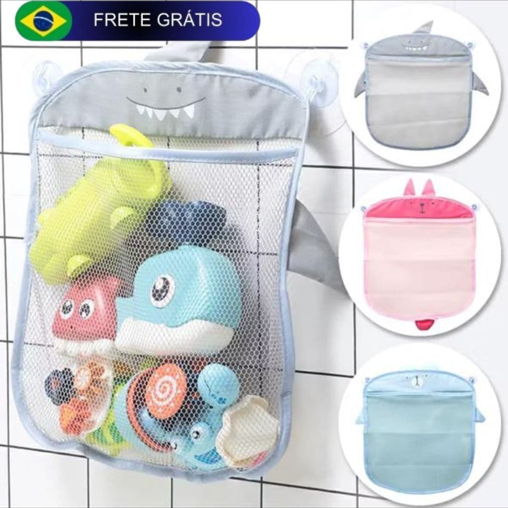 Organizador de brinquedos saco organizador de banho para escorrer água de brinquedos de tecido