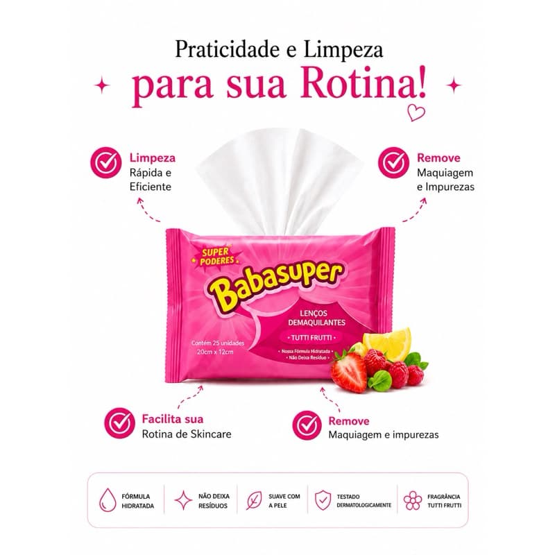 Lenço Demaquilante Tutti Frutti - Lenço Demaquilante Super Poderes