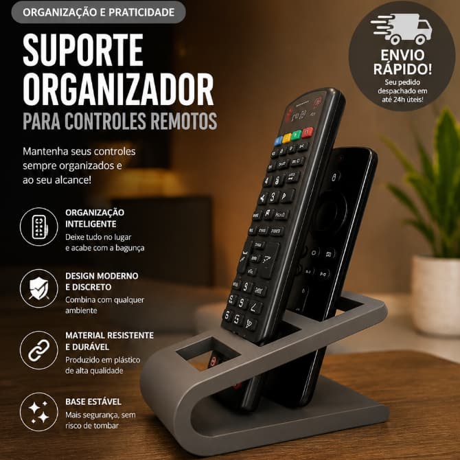 Suporte Organizador para Controles Remotos | Porta Controle Moderno Decorativo