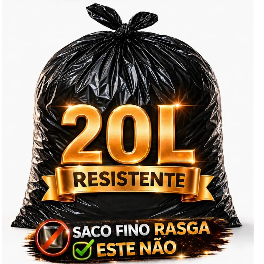 Saco De Lixo 20 Litros Reforçado Resistente Cozinha Banheiro Grosso Limpeza Casa - 90 Micras