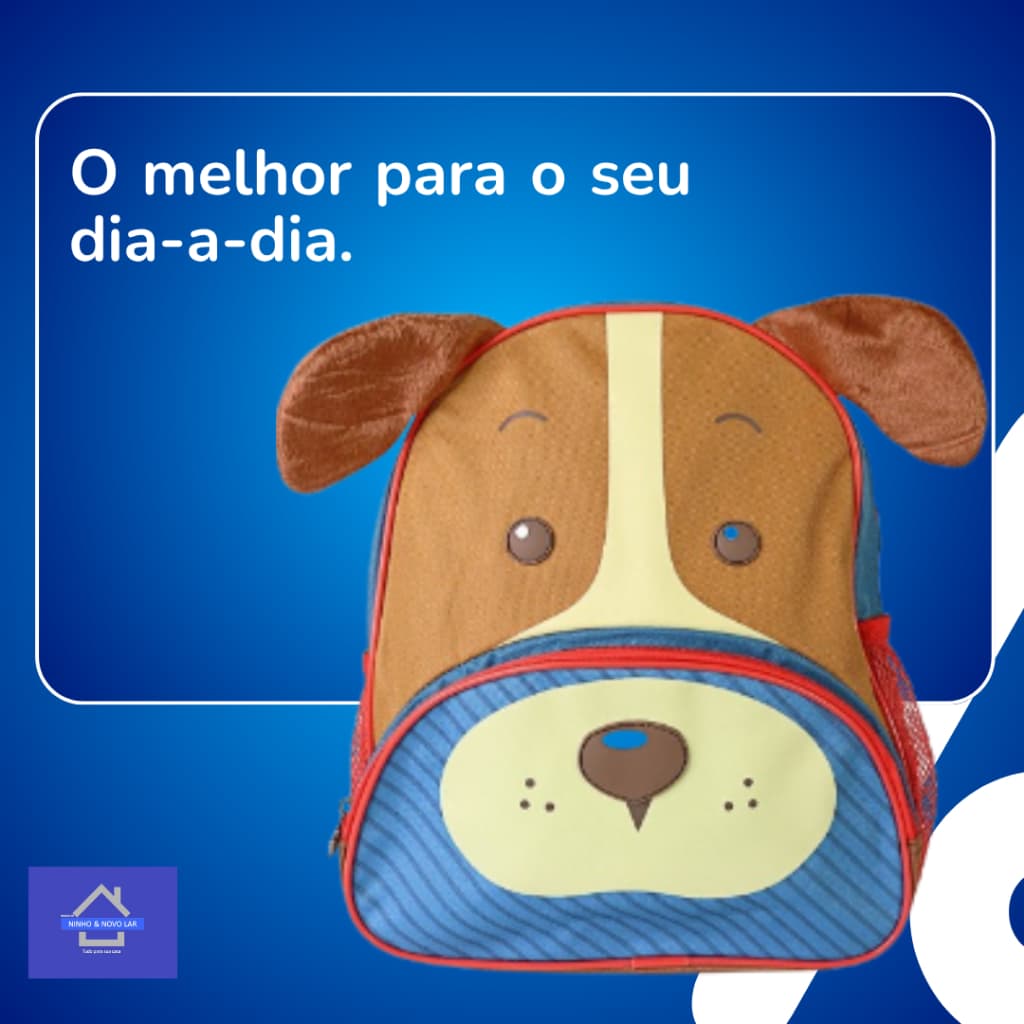 Mochila Infantil Design Cachorro Vermelho Alças Acolchoadas Resistente Leve Escolar