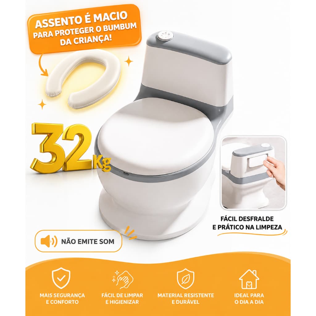 Penico Privadinha Menino Menina Troninho ASSENTO MACIO  Redutor Bebê Infantil Simulador Vaso Sanitário Desfralde Diverti