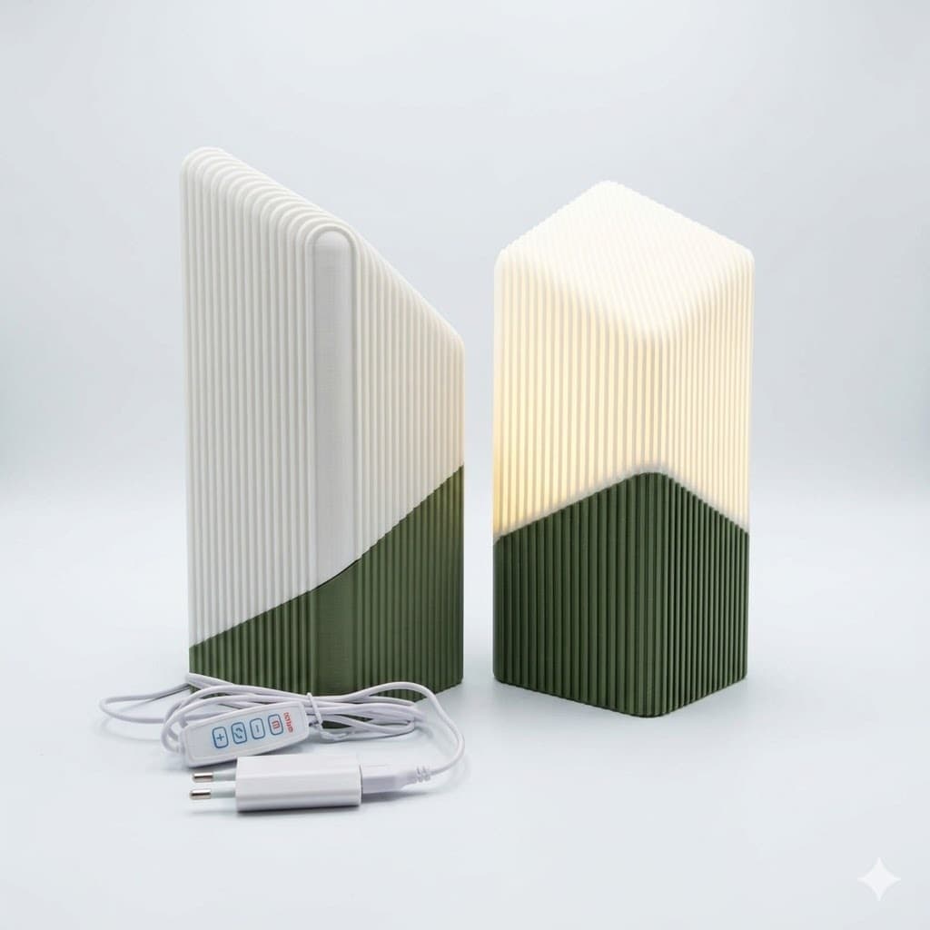 Luminária  " Ritinha " LED Luz Suave – Decorativa, Base Marrom ou verde. Completa - Led, controle 3tonalidades e tomadan