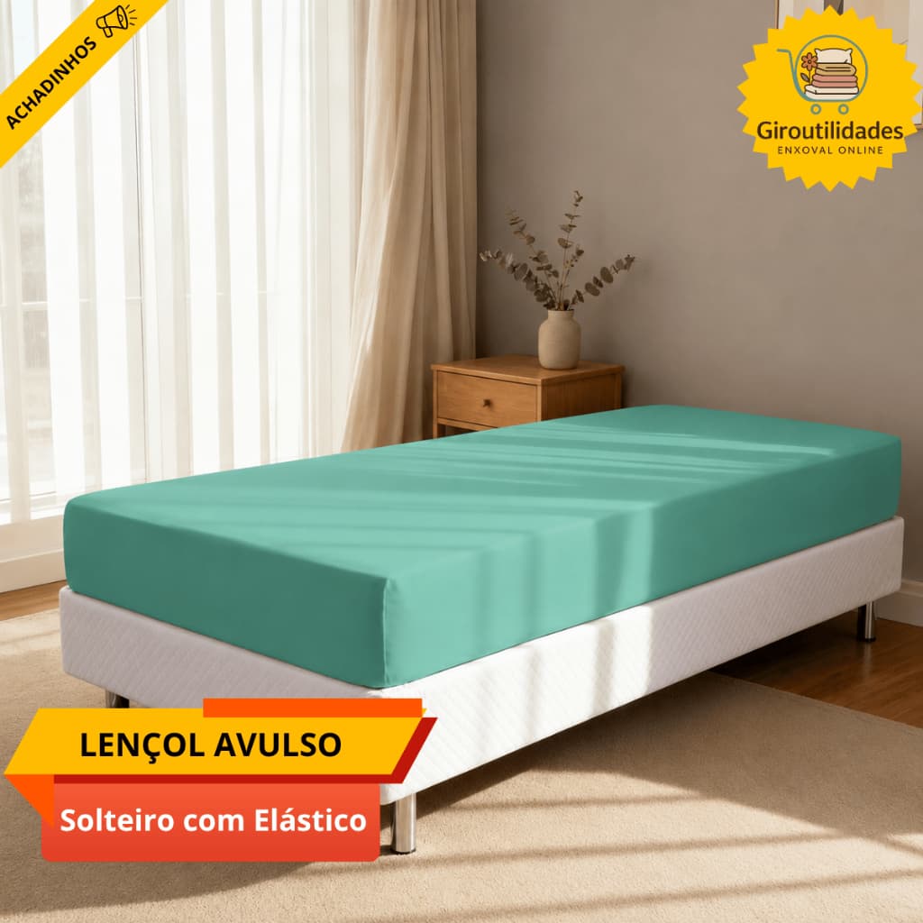 Lençol Solteiro Avulso Com Elástico 400 Fios Percal Para Cama Solteirão Muitas Cores Lindas Promoção