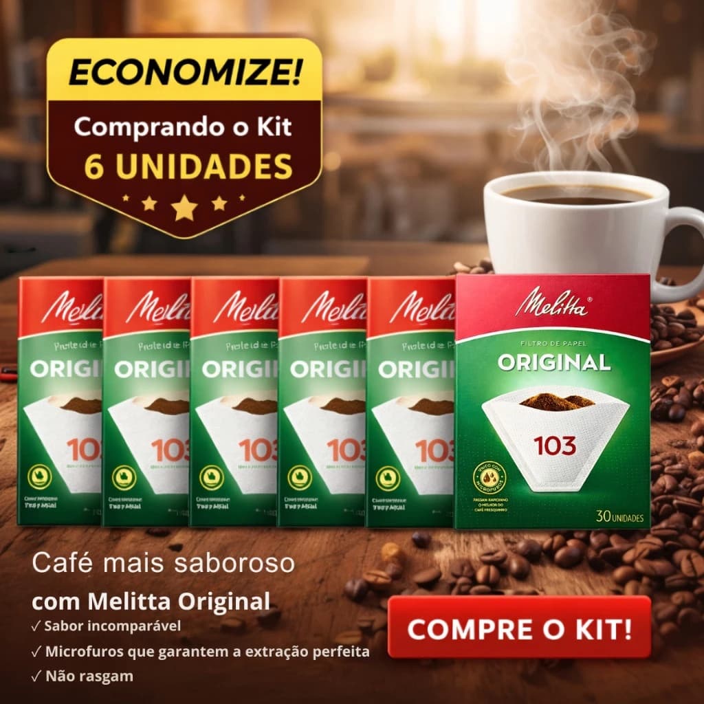 Filtro de Café Melitta 103 Original | 1, 3 ou 6 Unidades Café Mais Saboroso e Aromático