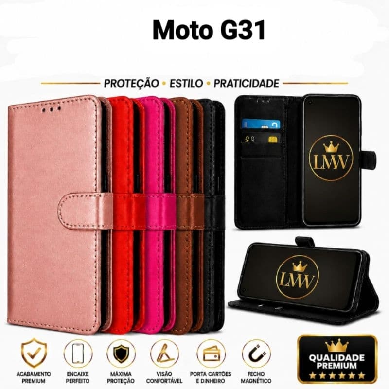 Capa capinha carteira Flip cover Motorola Moto G31