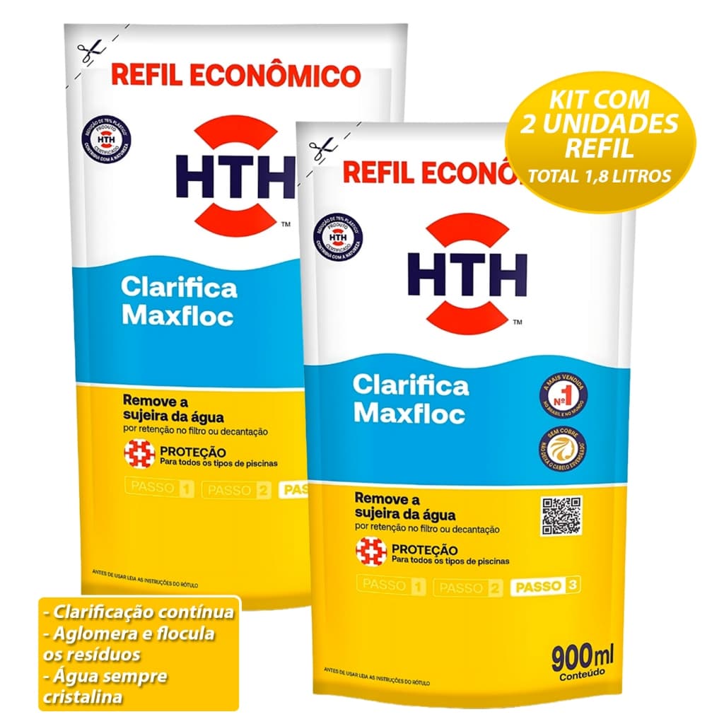 Kit 2 Clarificante Hth Maxfloc Refil Decantador Auxiliar de Filtração Para Piscinas