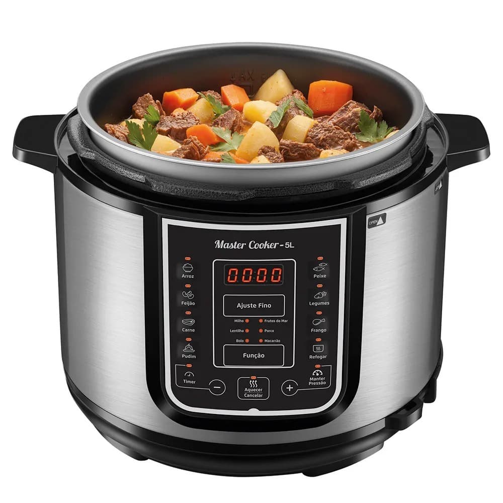 Panela de Pressão Elétrica Digital 5L Mondial Preto/Inox 900W - PE-38