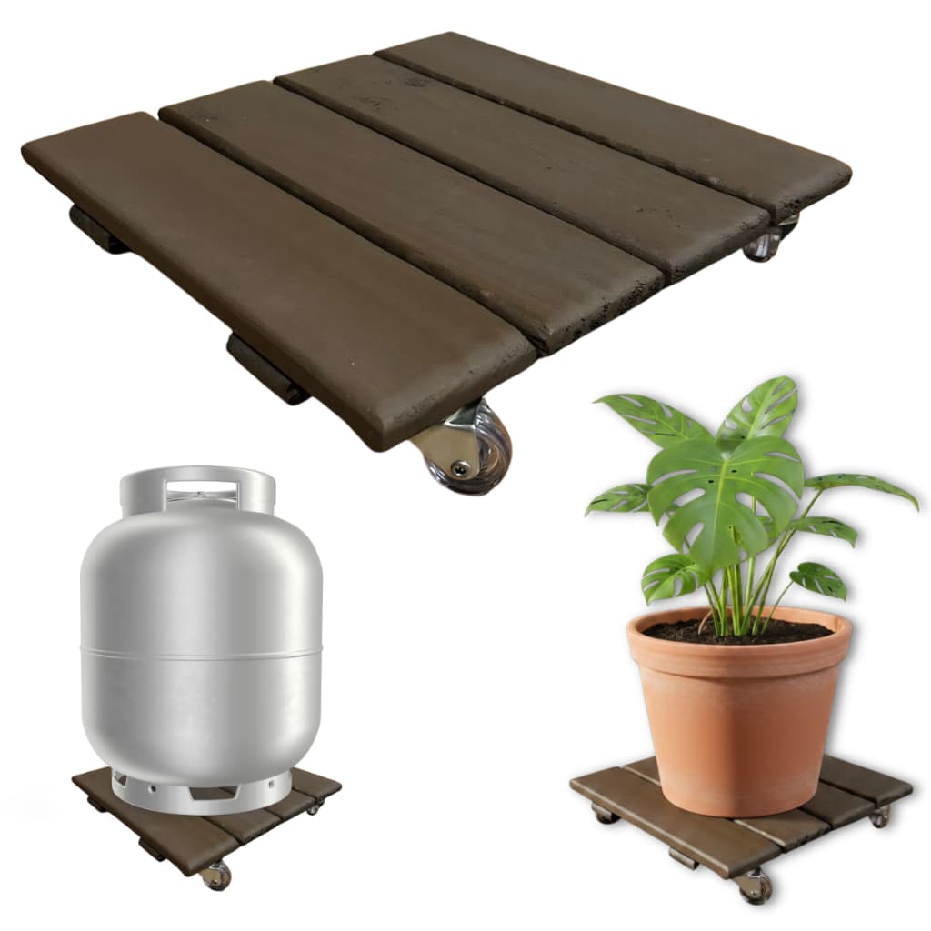Suporte de Madeira 30x30cm para vaso de plantas botijão de gás com rodinhas