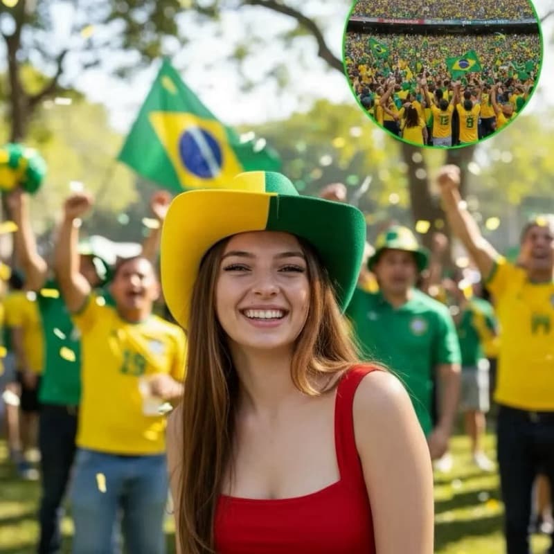 Chapéu De Cowboy Do Brasil | 28x28cm | São João E Copa 2026 | Fantasia, Jogos, Festa Junina, Seleção Brasileira, Cenário
