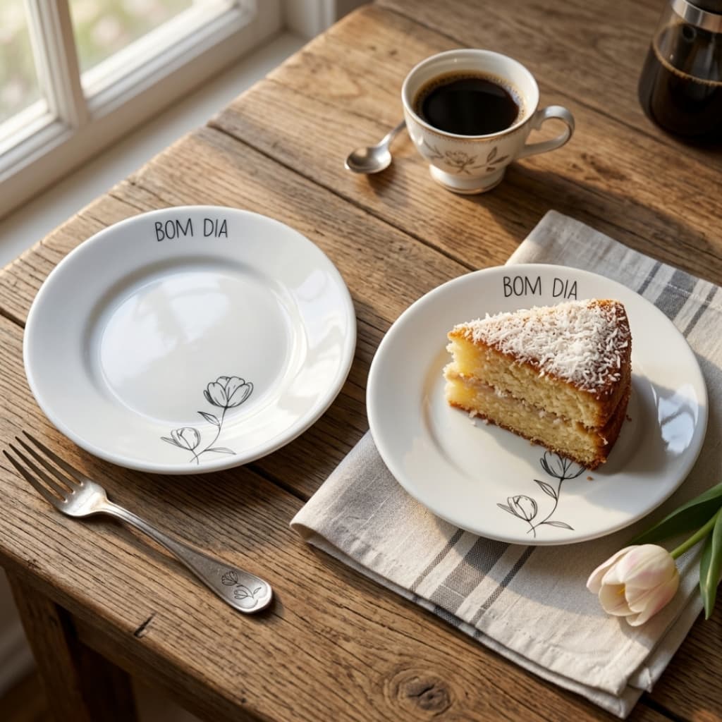 Jogo Prato Sobremesa Porcelana 15cm Tulipa Bom Dia Mesa Posta Elegante Resistente Durável Presente