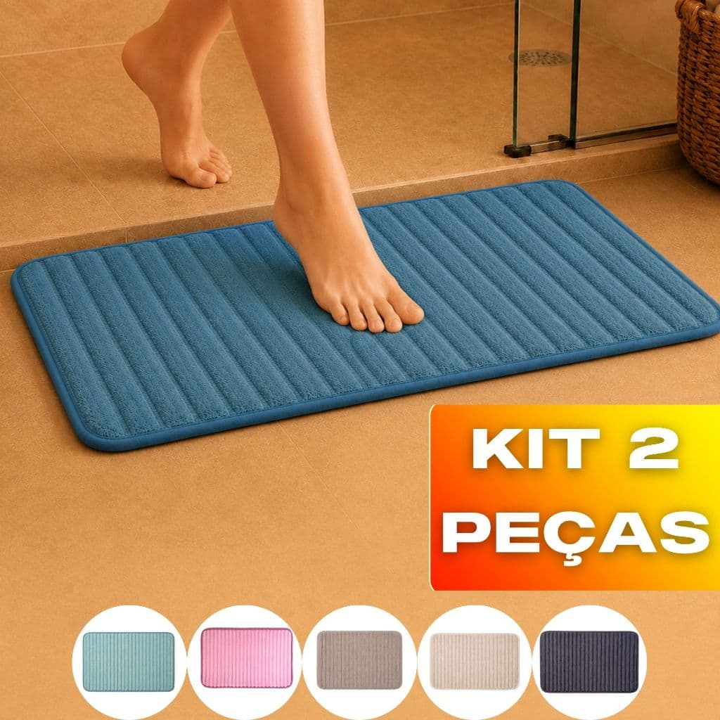 Kit 2 Tapete de Banheiro Antiderrapante Soft Macio 40x60 Ultra Absorvente  Quarto Ondulado Aveludado