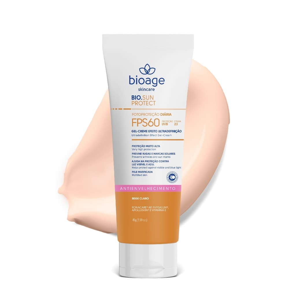 Bioage Protetor Solar FPS60 Antienvelhecimento Bege Claro 17g