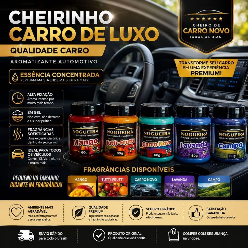 Cheirinho Para Carro Veicular Automotivo Em Gel Concentrada 80g Aromatizante de Ambiente e Carro