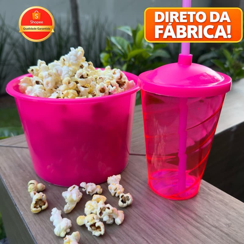 KIT Cinema • 30 Copo Twistter + 30 Balde de pipoca | Festas e Lembrancinhas