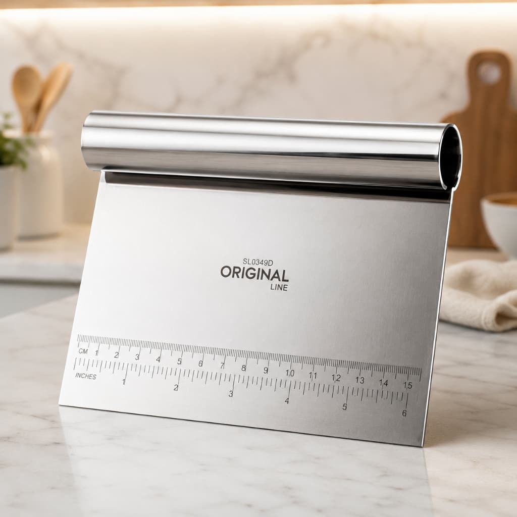 Espátula de Massa Aço Inox Profissional com Régua para Pães Pizza e Confeitaria