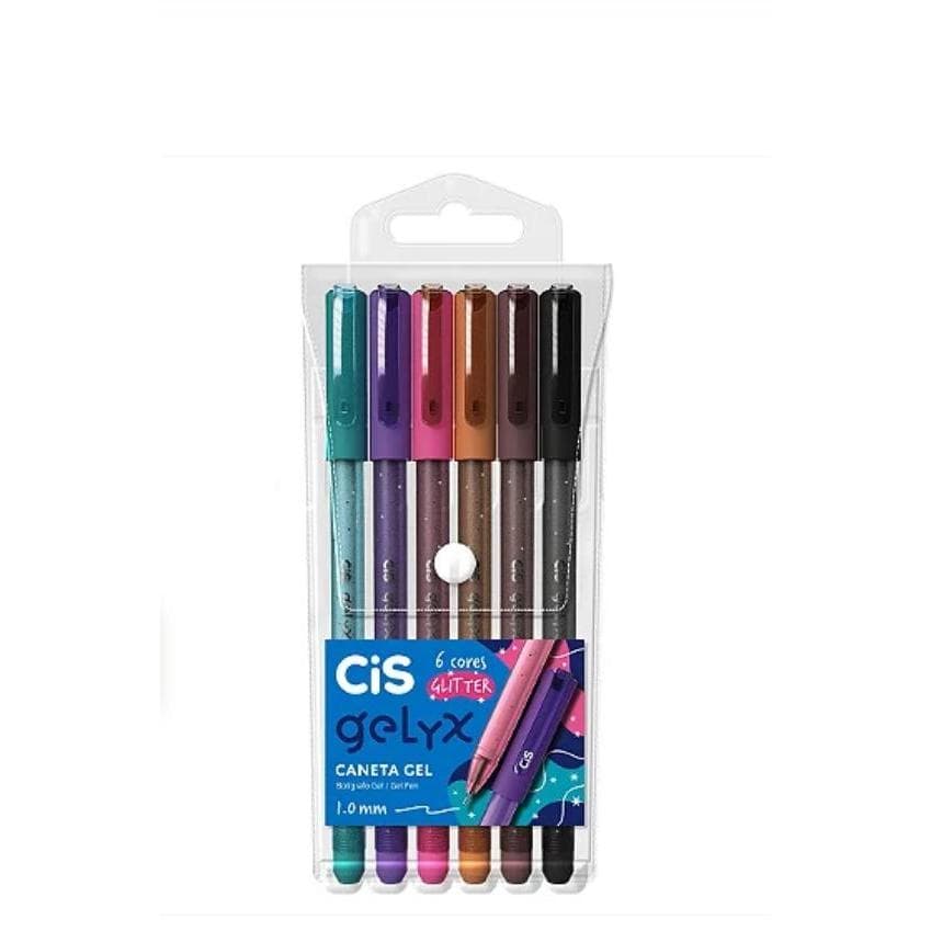 Caneta Gel Cis Gelyx Estojo Com 6 Cores Glitter