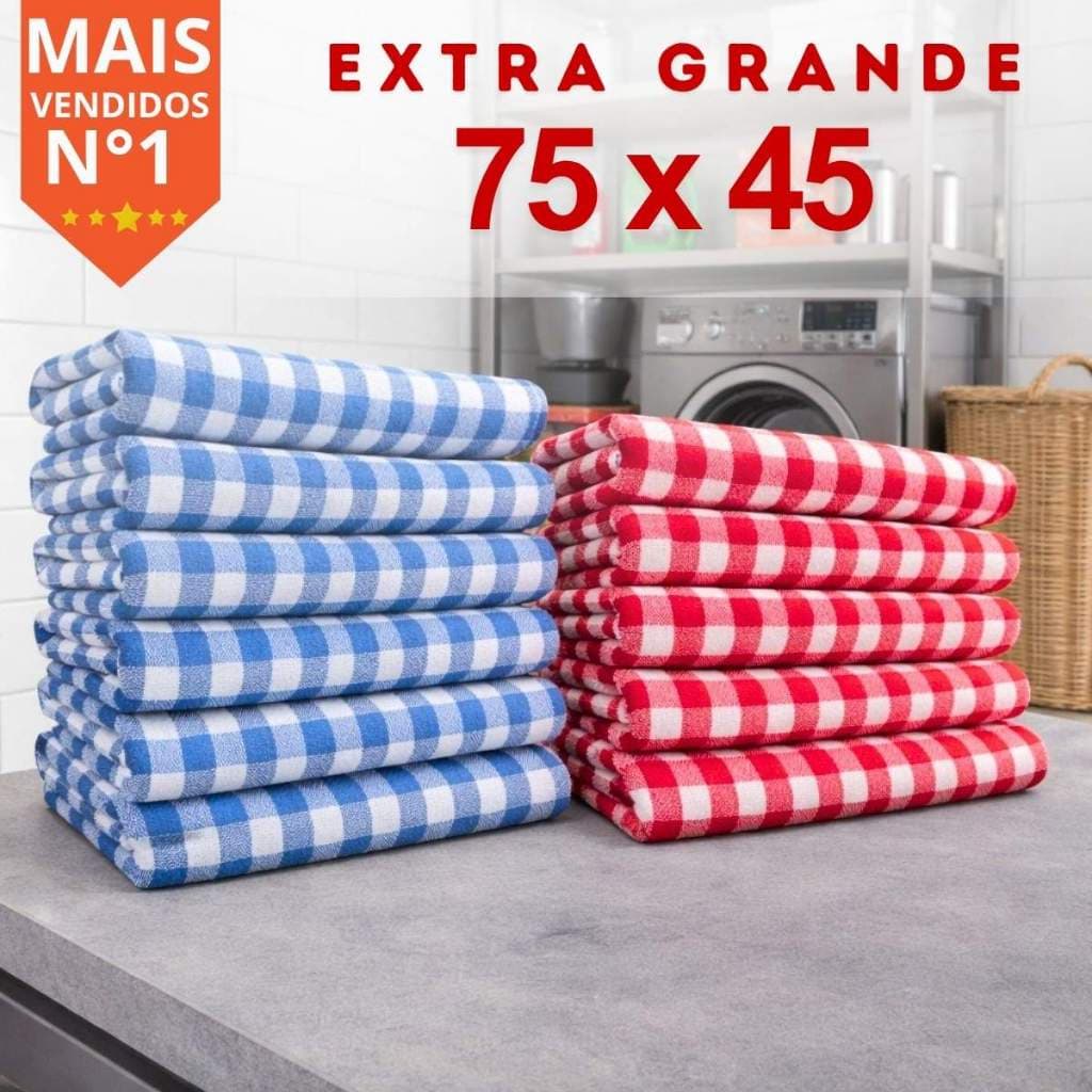 Kit 5 Pano De Chão Limpeza Saco Xadrez 100% Algodão