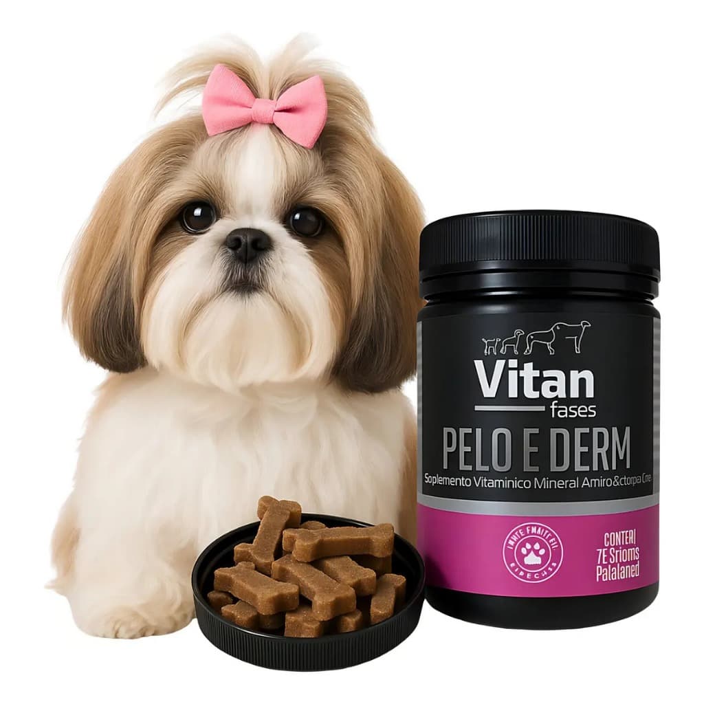 Vitan Pelo E Derme Suplemento para Cães 75 tabeletes sabor carne
