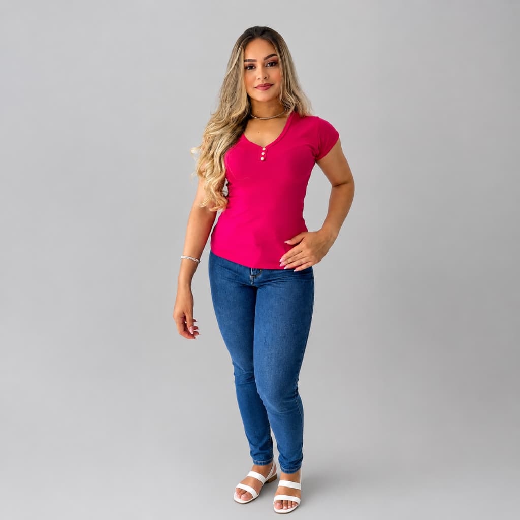 KIT 2: Blusa Feminina Tecido Viscolaycra Manga Curta