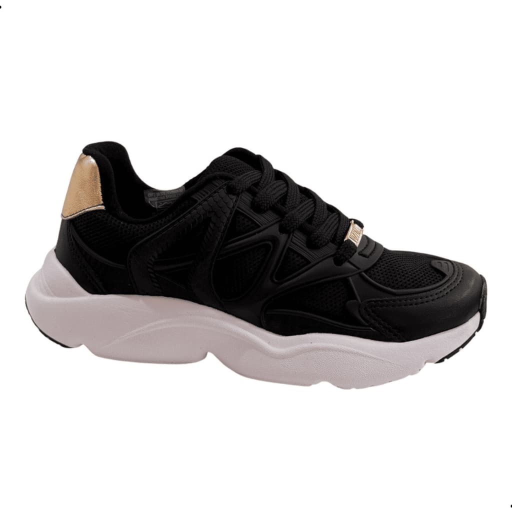 Tênis Feminino Chunky Plataforma Casual Fashion Preto Branco Leve Macio Dia a Dia Original Vizzano
