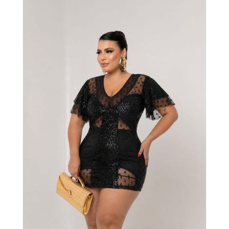 VESTIDO TULE+SHORT MODA  MIDSIZE PLUS SIZE FEMININA REF 20