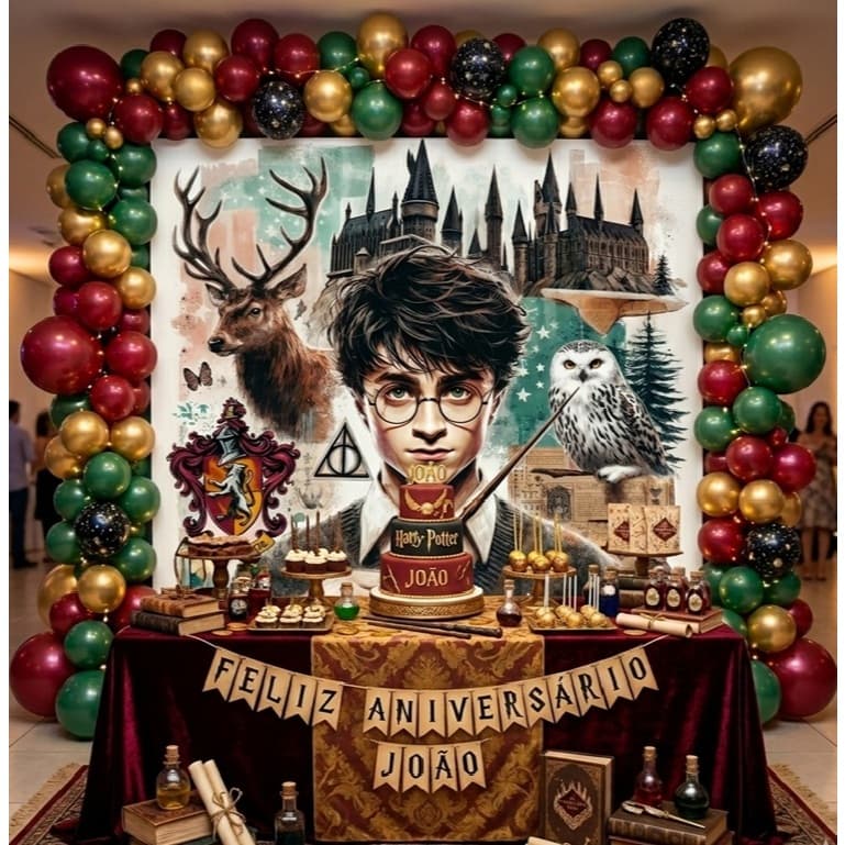 Painel de Festa Infantil Antirreflexo Decoração Harry Potter