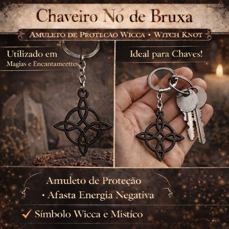CHAVEIRO Nó de Bruxa Wicca -  Amuleto proteção -  Whitcher - Witch Knot