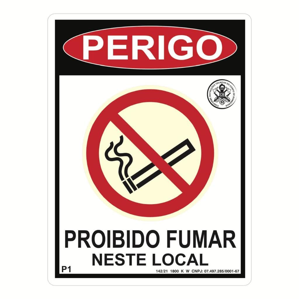 Placa PROIBIDO FUMAR | PVC 10x20cm | Código P1 | Segurança | Lemarc