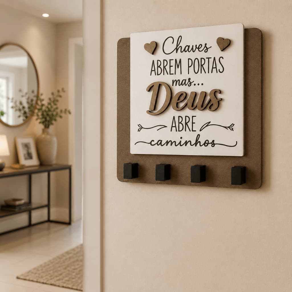Porta Chave de MDF Premium Decorativo com Alto Relevo