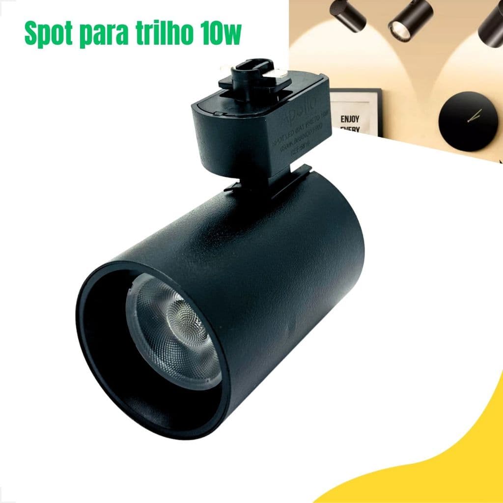 Spot Trilho LED 10W Branco Frio Quente Neutro Alta Potência Iluminação Profissional para Teto