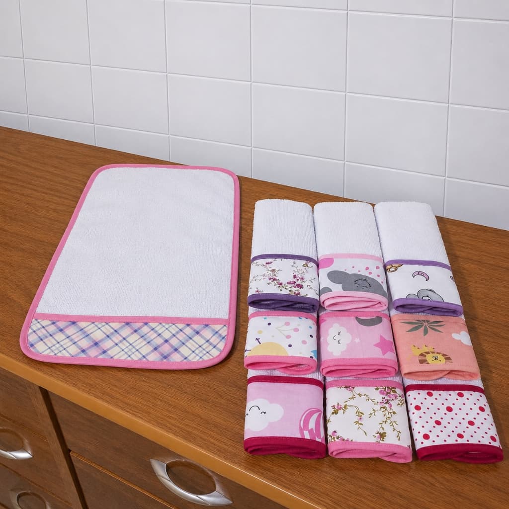 Kit 10 Toalhas de Ombro Bebê Felpuda Macia Alta Absorção