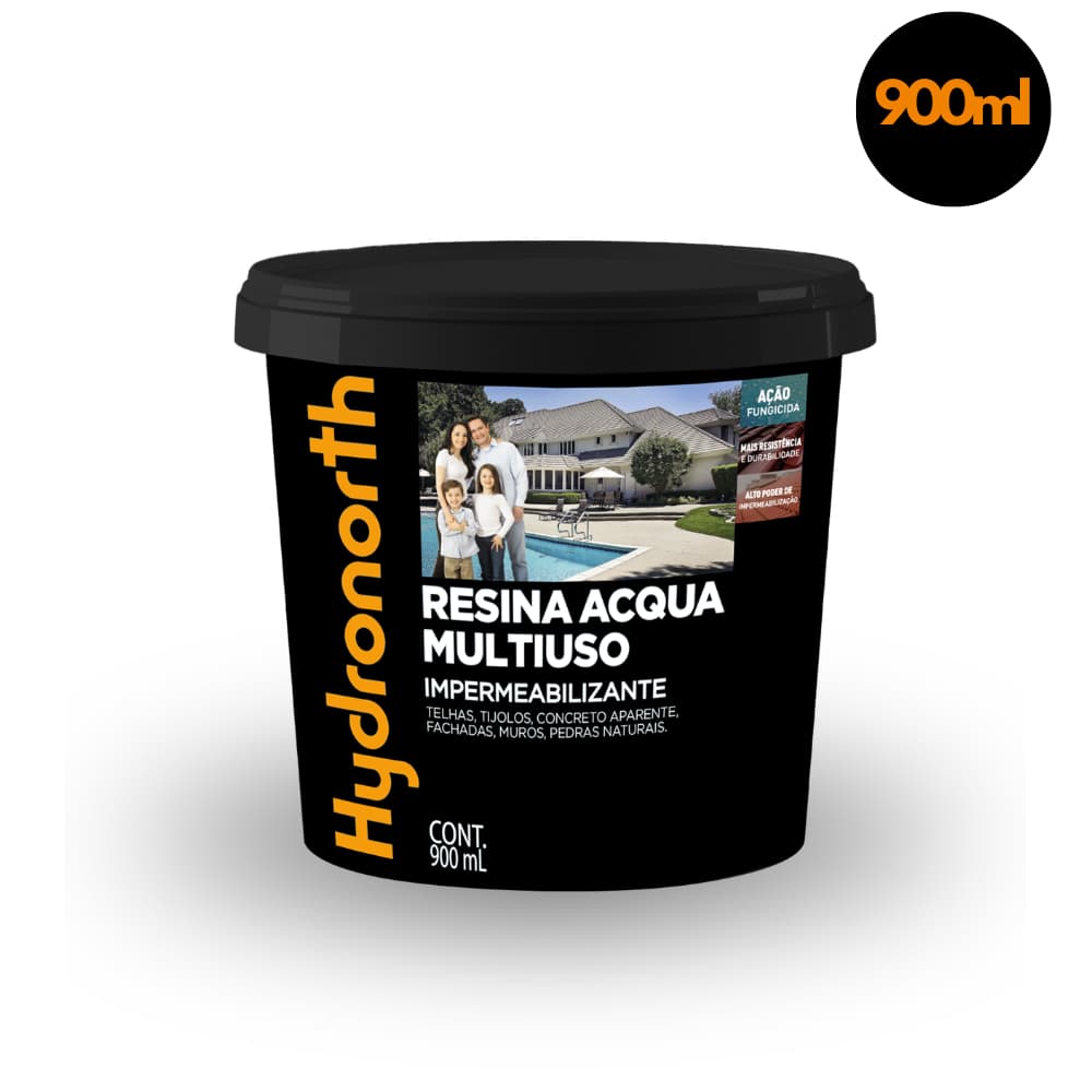 Resina Acrilica Multiuso Incolor Brilhante ou Fosca 900ml Impermeabilizante Hydronorth Proteção E Acabamento Base Água
