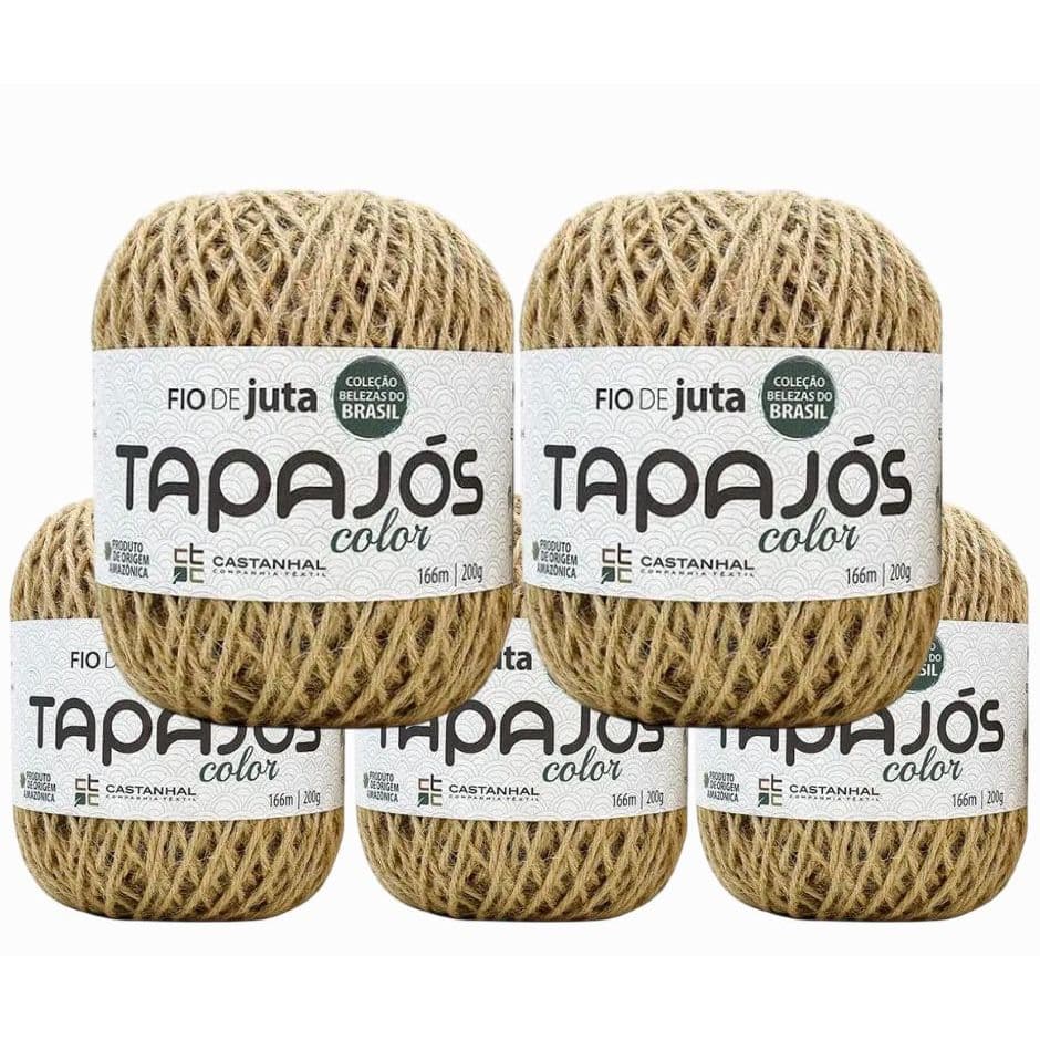 5x Fio de Juta Castanhal Tapajós Natural 200g 166m Macramê Crochê Sustentável Decoração Brindes Artesanato