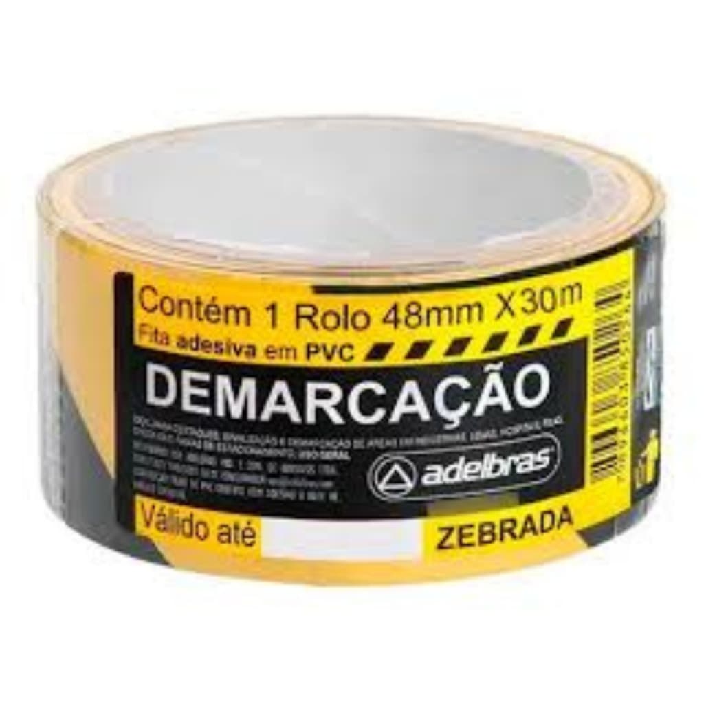 Fita Adesiva Demarcação De Solo 48mmx30m Sinalização Zebrada