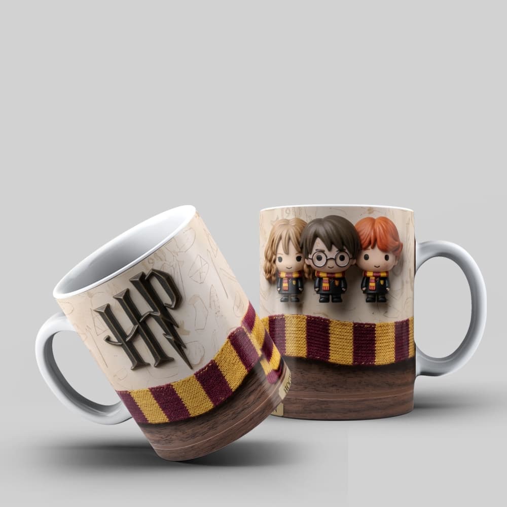 Caneca Harry Potter Trio Hogwarts Presente Criativo Top
