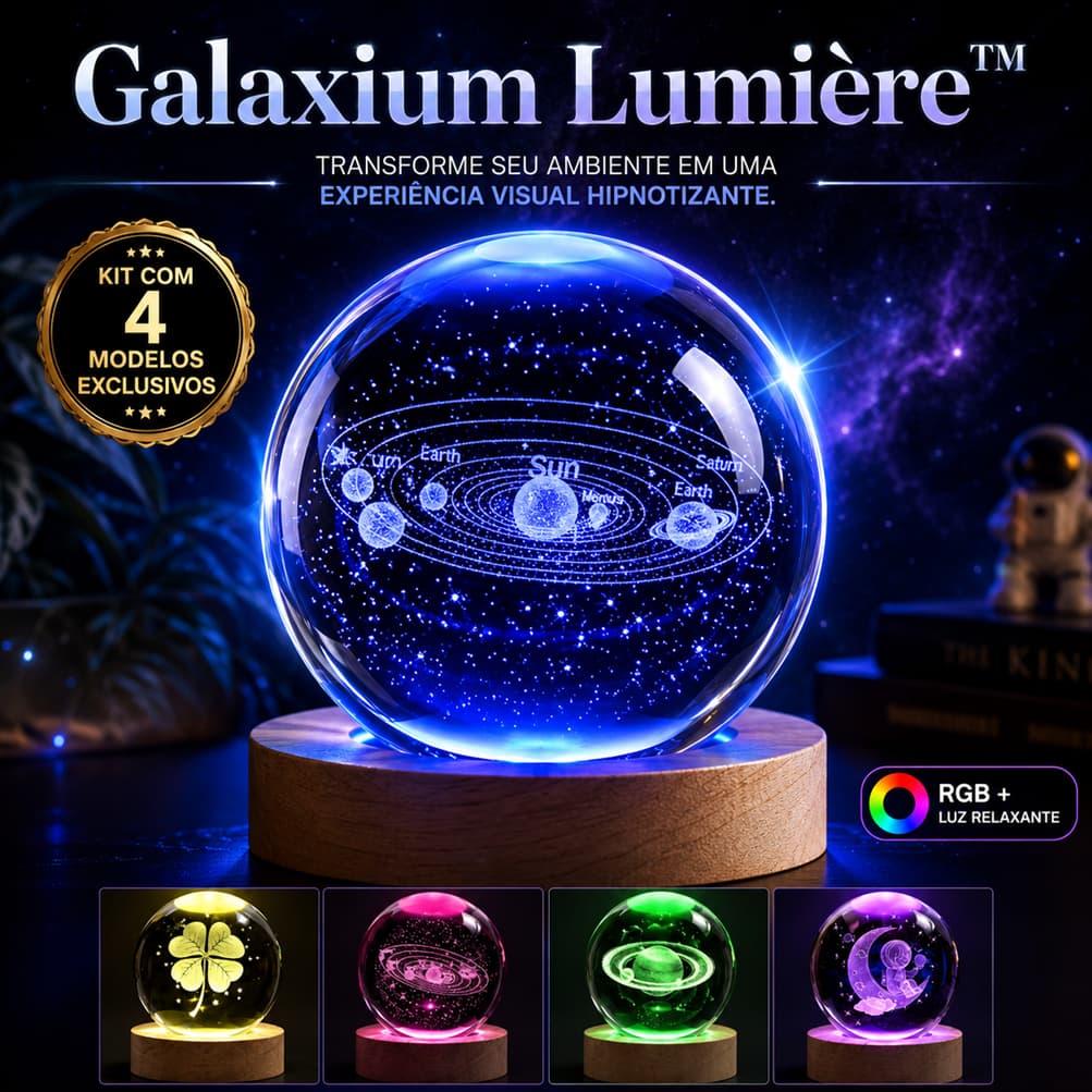 Luminária 3D Cristal RGB Decorativa