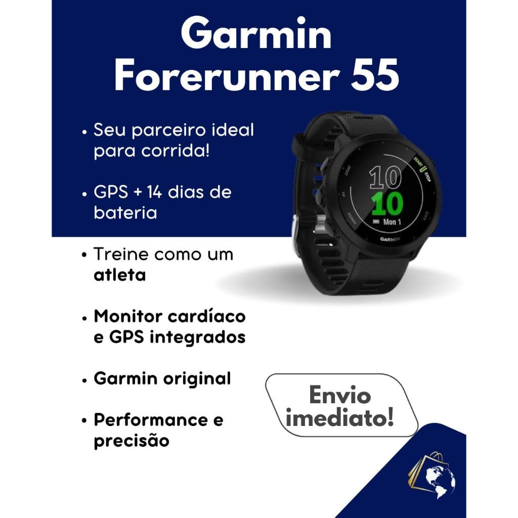Relógio Garmin Forerunner /55 010-02562 com GPS-Bluetooth/ NOVO LACRADO