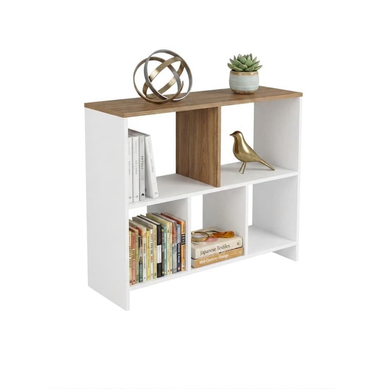 Estante Nicho Decorativa Branca com Tampo Amadeirado - Organizador de Livros e Objetos para Sala e Quarto