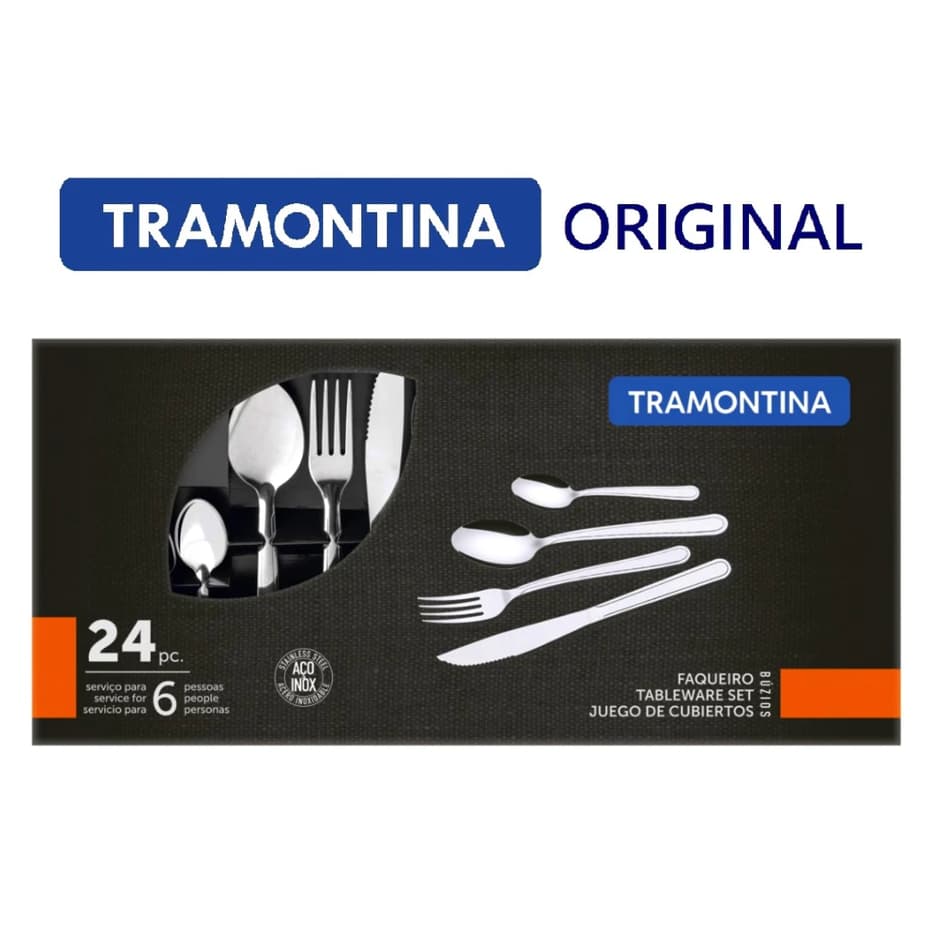 Faqueiro Jogo de Talheres Búzios 24 peças Faqueiro Tramontina Aço Inox