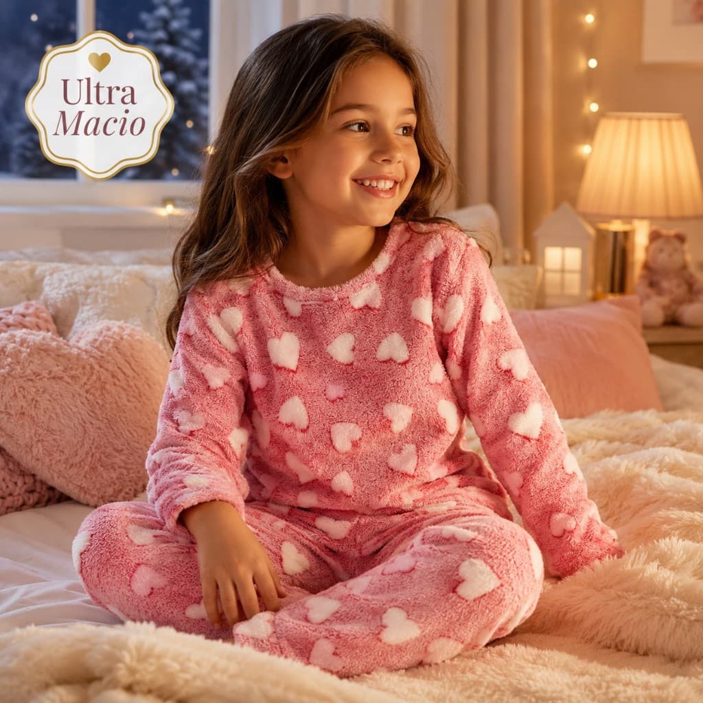Pijama Blusa Manga Longa e Calça Confortável Menina Kids Juvenil Estampado Moda Inverno