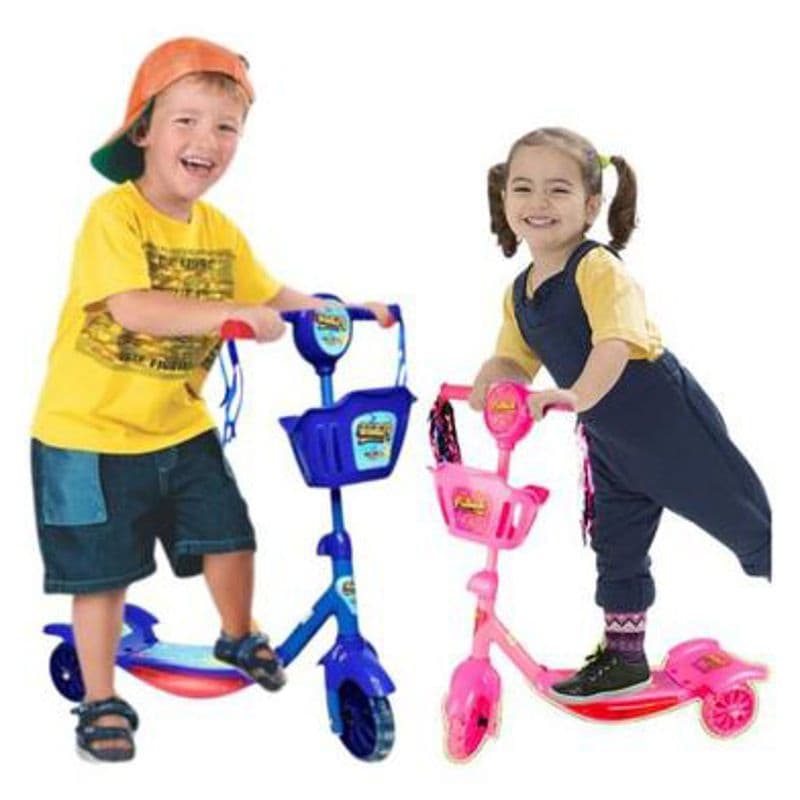 Patinete Infantil Musical 3 Rodas - Estabilidade, Luzes e Cesta
