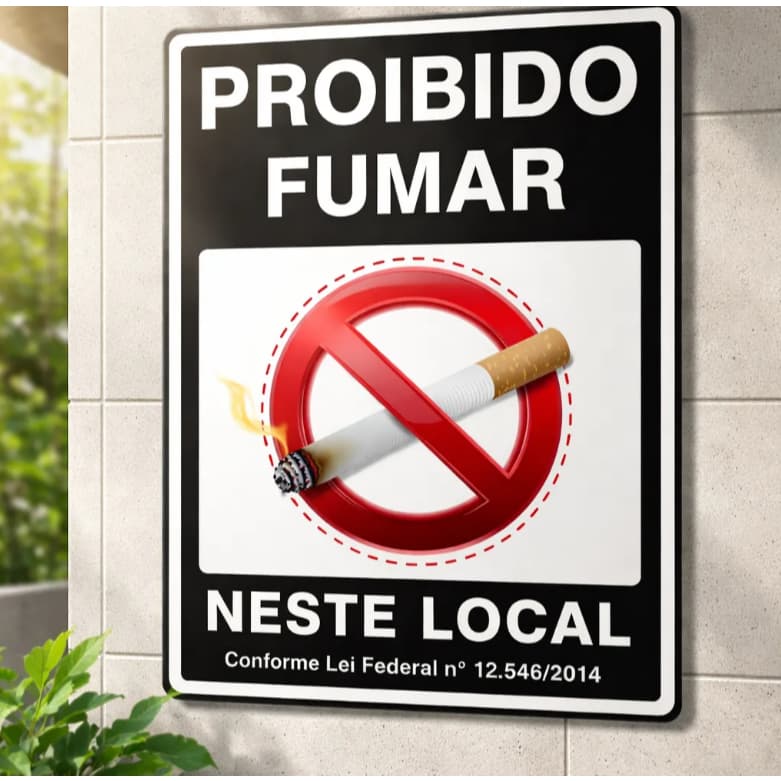 kit 3 Placa Não Fumar PS Proibido Fumar Aviso Claro