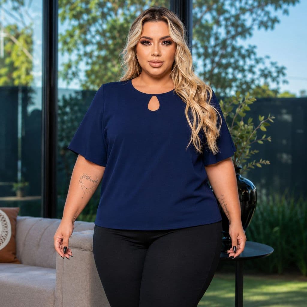 Blusas moda pluz size básicas G1 G2 G3 G4 leve confortável mangas soltas promoção gola redonda verão
