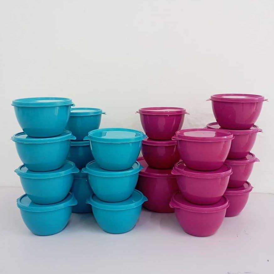 KIT 10 PEÇAS SALADEIRA REDONDA 9 POTES 750ML 1 POTE 3 LITRO PARA ARMAZENAMENTO DE ALIMENTO