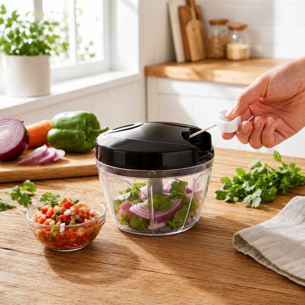 Processador Triturador Manual 500ml Para Cozinha Tritura Alho Cebola Legumes Rápido e Prático
