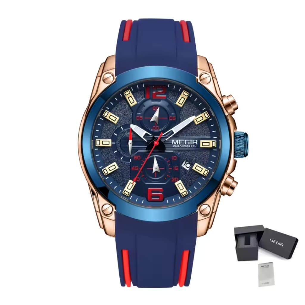 Relogio masculino Quartz Esportivo Young Mostrador Redondo Cronografo Pulseira silicone