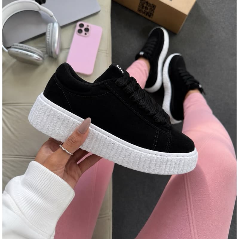 Tênis Feminino Casual Camurça com Detalhes Serrilhados Sola Antiderrapante e Estilosa
