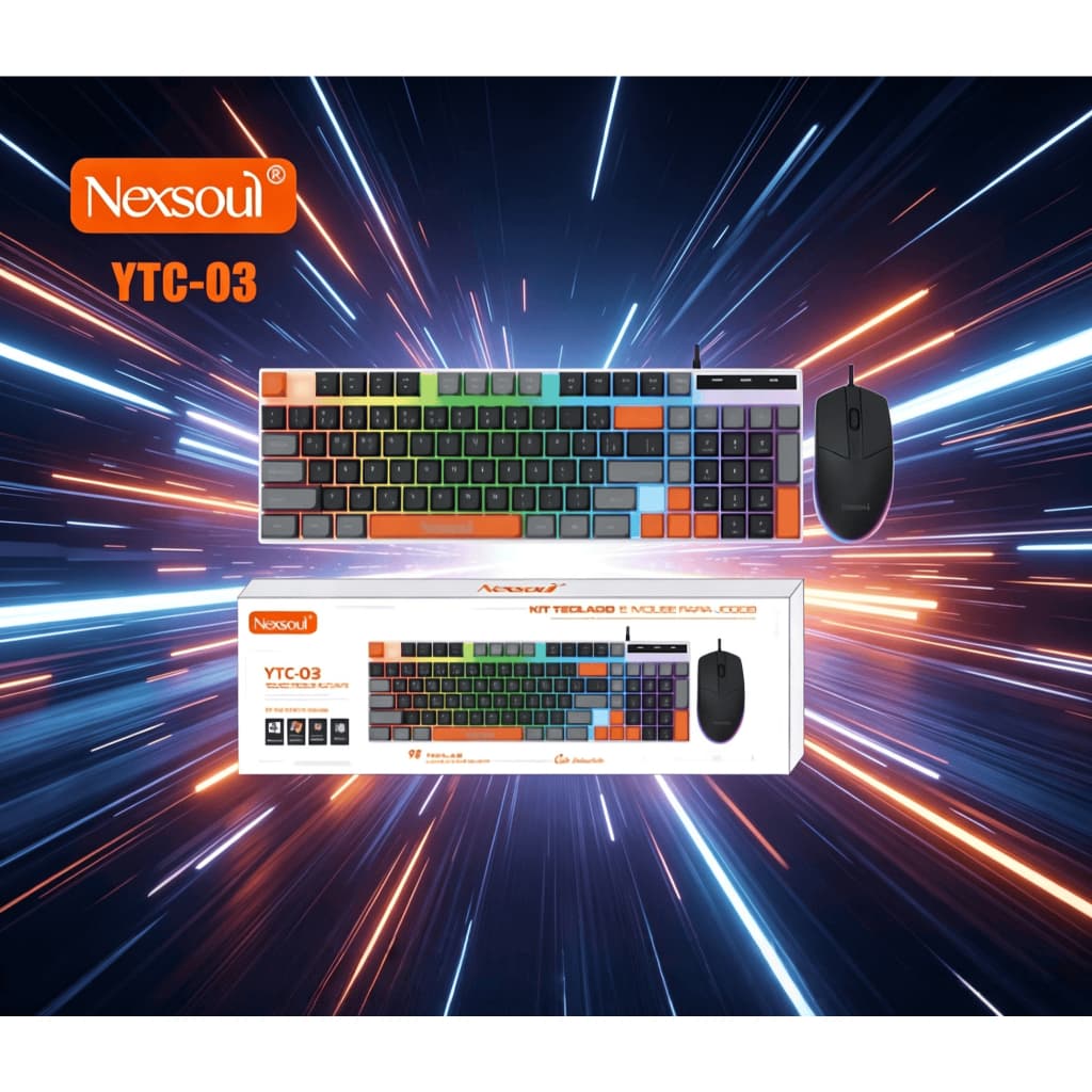 Kit Teclado e Mouse Gamer Nexsoul YTC‑03 | RGB Ergonômico Alta Durabilidade Compatível com Windows