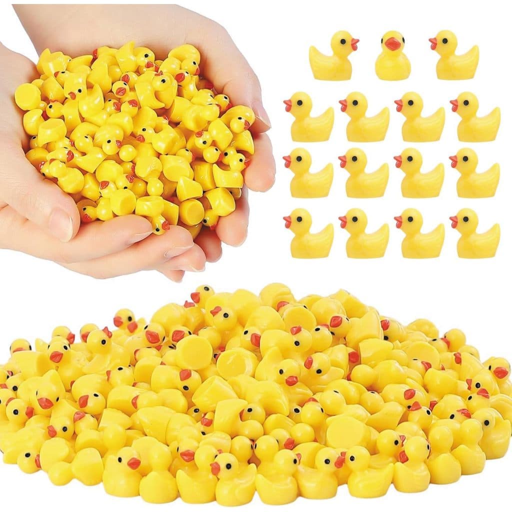 Kit 20 Mini Patinhos De Plástico 3D Amarelo Para Artesanato e Vasos Para Suculentas e Terrários